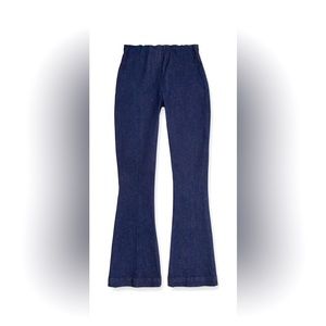 ANN MASHBURN faye flare cropped pant in dark indigo stretch denim. Like new.